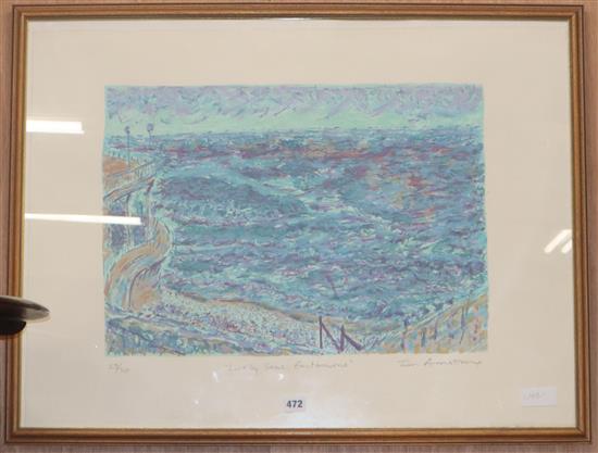 Jim Armstrong, limited edition print, Lively Seas, Eastbourne, signed in pencil, 23/30, 58 x 75cm